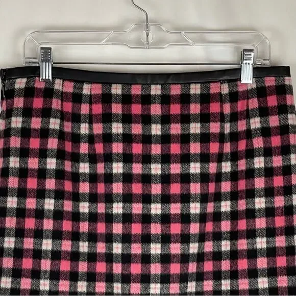 Talbots Pink Black Plaid Wool Blend Career Academia OfficeCore Skirt NWOT Size 8 - Picture 5 of 12